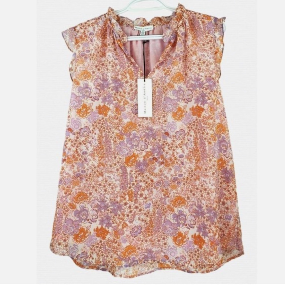 Maison d' Amelie Paris Print Knit Floral Sleeveless Top L NWTS